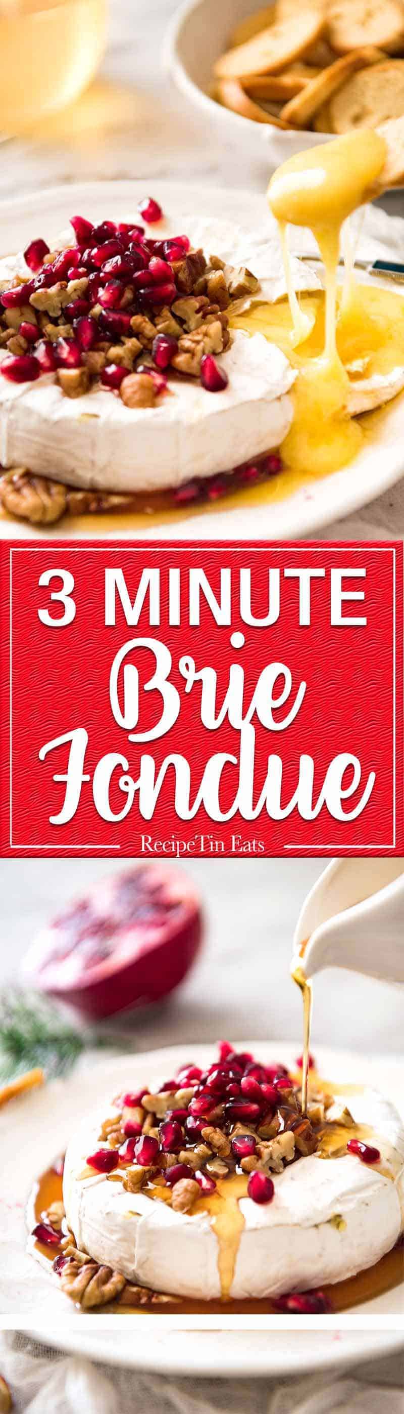 3 Minute Melty Festive Brie - Just microwave for 1 minute and you have an almost-instant baked brie appetizer! www.recipetineats.com