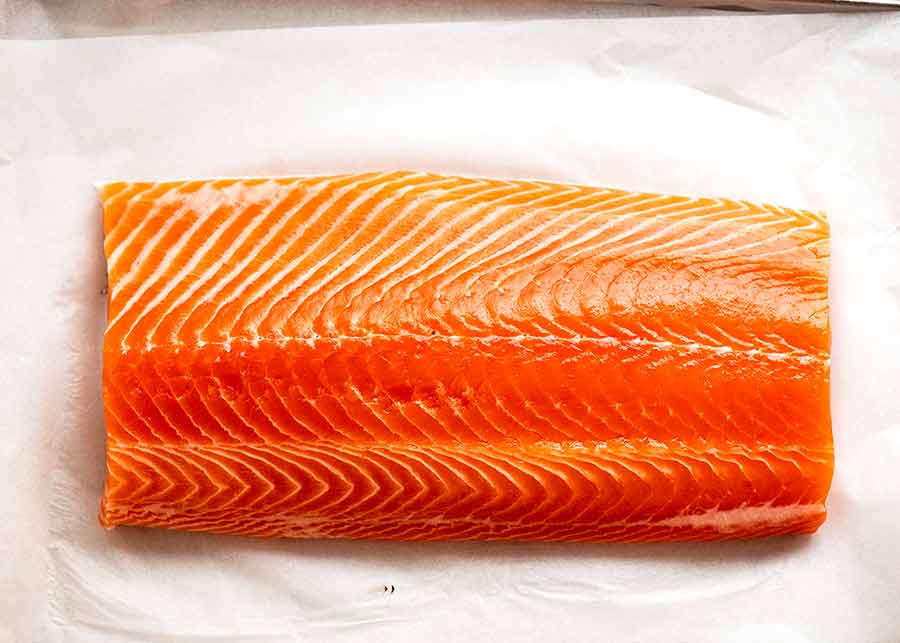 Raw salmon for Beetroot Cured Salmon