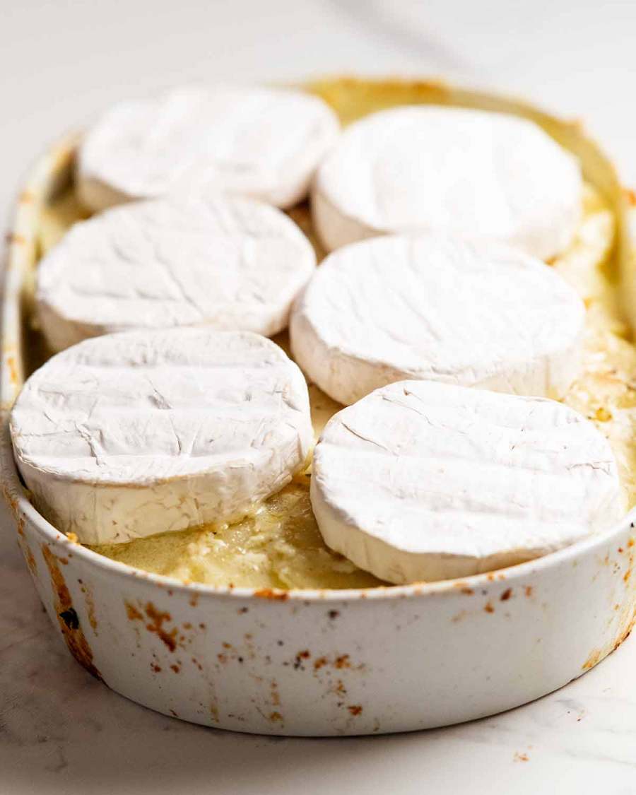 Brie Dauphinoise Potatoes ready to go into the oven