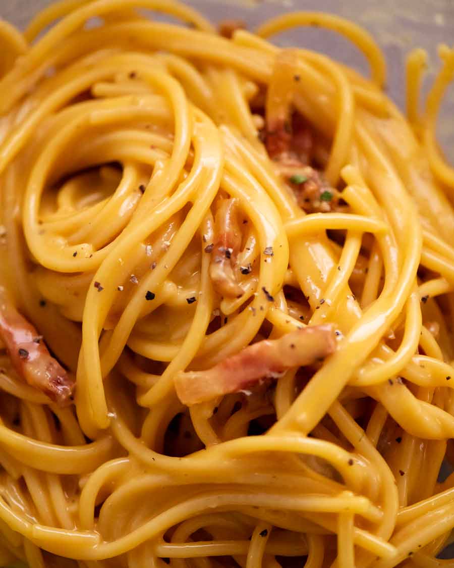 Close up photo of Carbonara