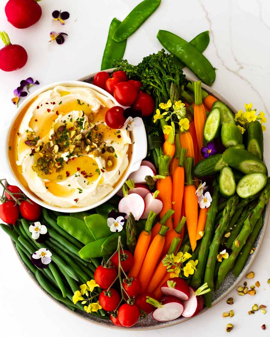 Creamy Feta Dip with crudités vegetables