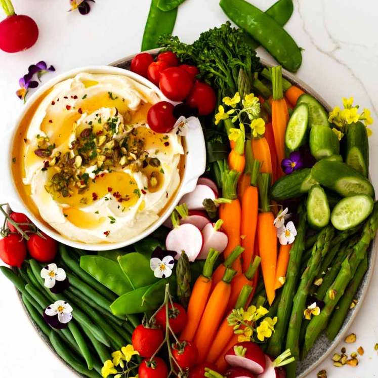 Creamy Feta Dip with crudités vegetables