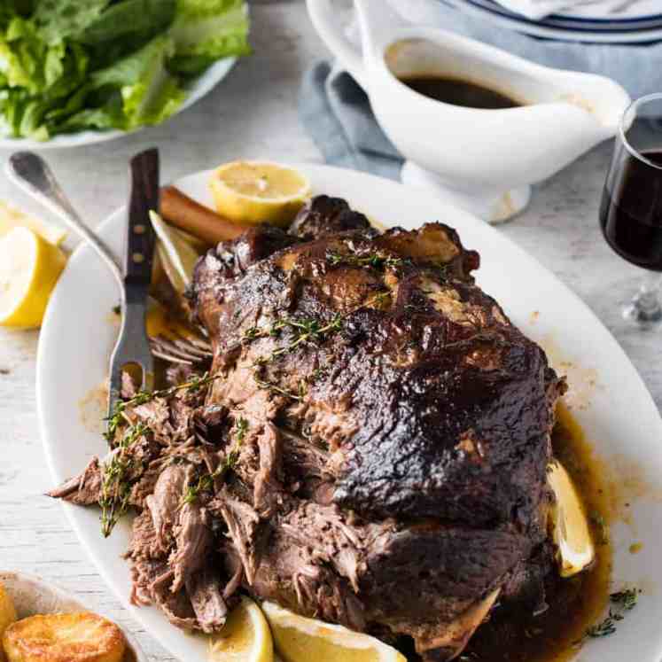 Slow Roasted GREEK Leg of Lamb - Tender fall apart lamb made the Greek way! Super easy.