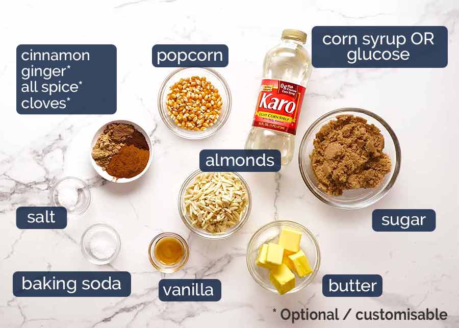 Ingredients for Christmas Popcorn Candy