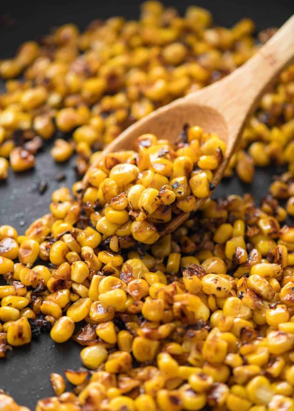 Golden brown sautéed corn