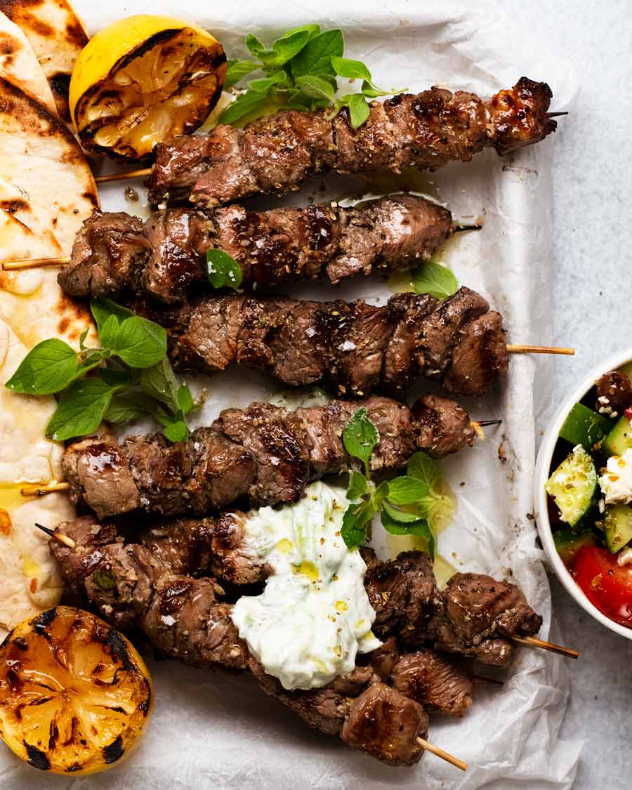 Lamb souvlaki skewers