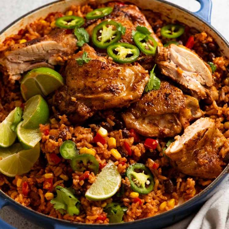 Freshly made One Pot Mexican Chicken and Rice