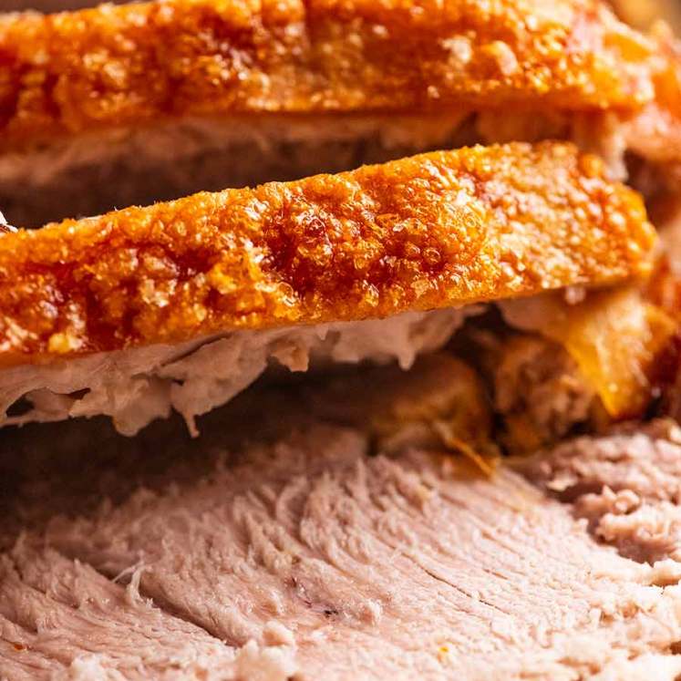 Close up of Pork Roast with Crispy Crackling