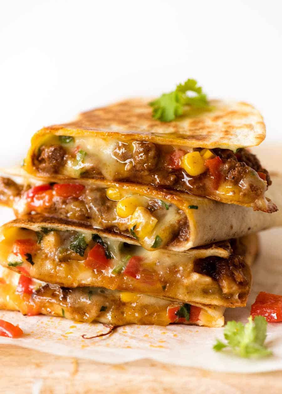 Stack of freshly cooked Quesadillas, crispy on the outside and molten cheesy goodness on the inside.