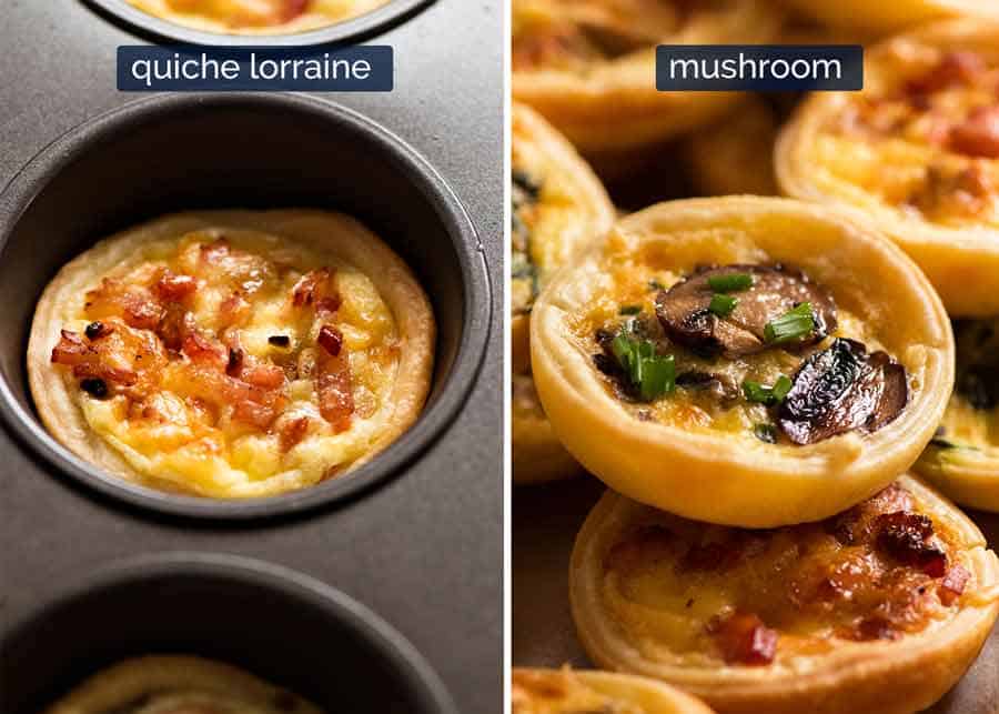 Quiche Lorraine and Mushroom mini quiche - terrific finger food!