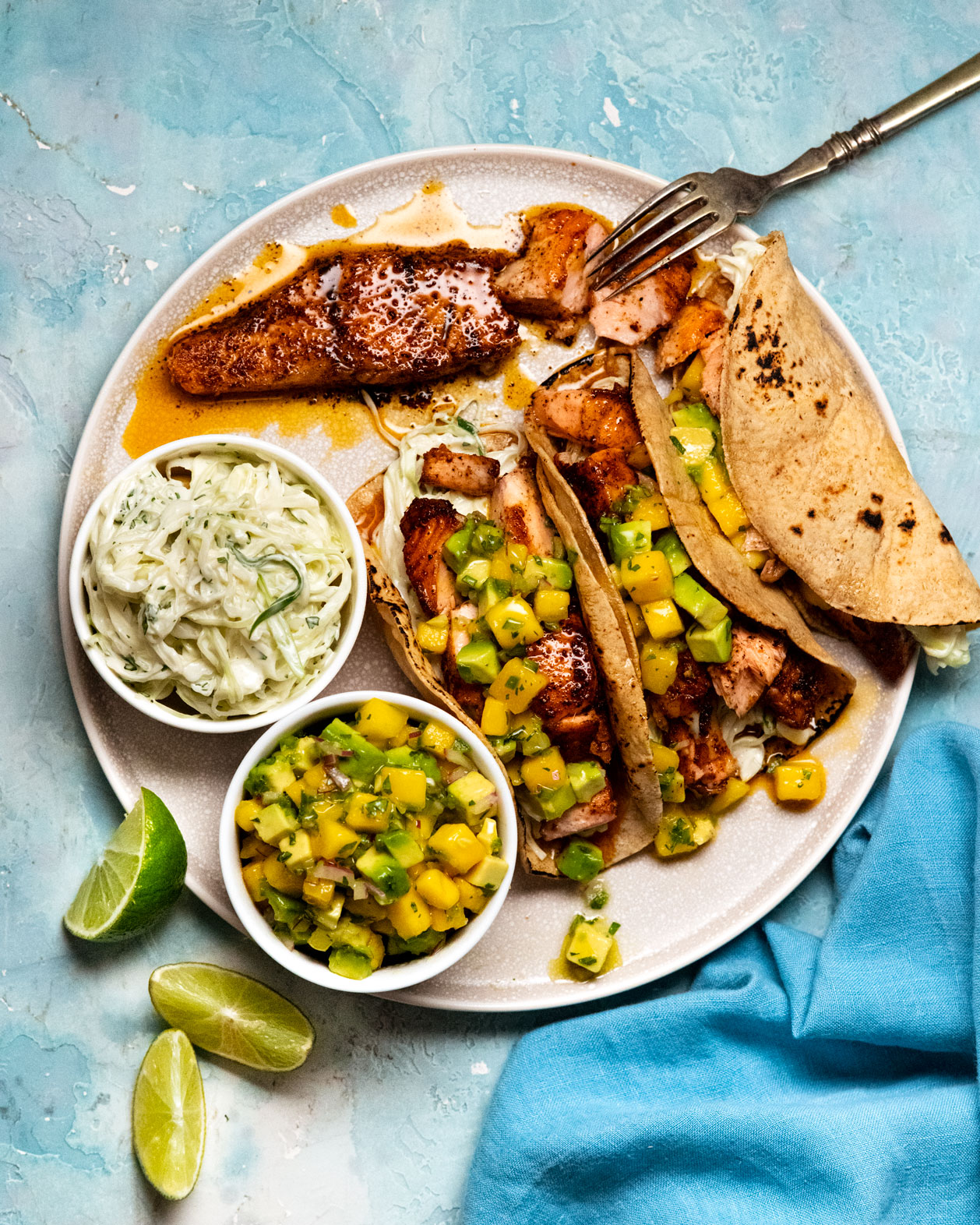 Chipotle Salmon Tacos from RecipeTin Eats cookbook "Dinner" by Nagi Maehashi