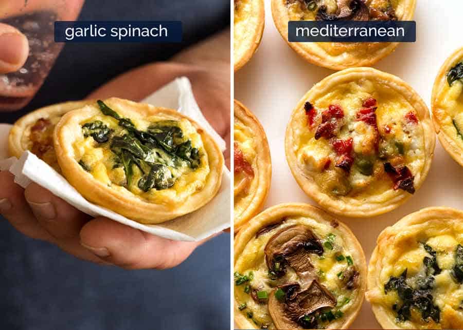 Garlic Spinach and Mediterranean Mini Quiche - finger food